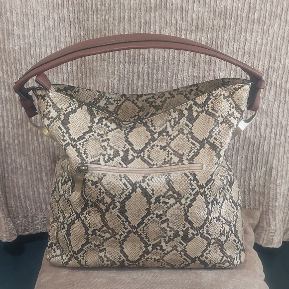 Handbags - Snakeskin Patterned Hobo Bag